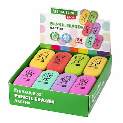 Ластик BRAUBERG KIDS «Fruits», 50×23х10 мм, пастельные цвета ассорти