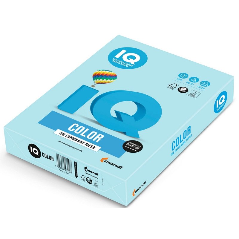 Бумага цветная IQ Color (А3, 160г/м², МВ30-голубой, 250 листов)