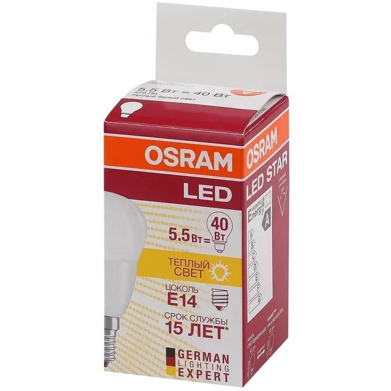 превью Лампа светодиодная OSRAM LEDSCLP 5.7W/827 220-240V E14 FS1