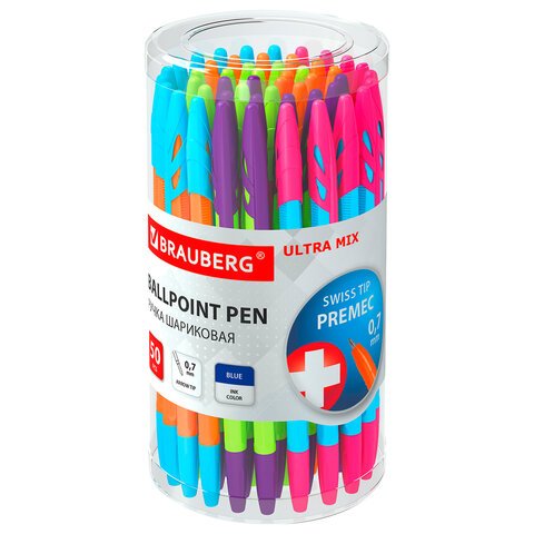 Ручка шариковая BRAUBERG «ULTRA MIX», СИНЯЯ, узел 0.7 мм, чернила ГЕРМАНИЯ, наконечник ШВЕЙЦАРИЯ