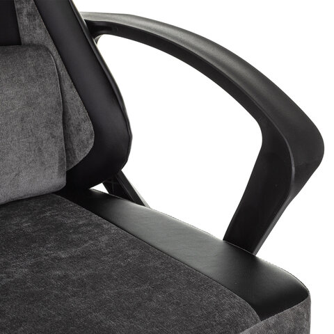 Кресло компьютерное BRABIX ''Forcer GM-127''2 подушкиэкокожа/велюрчерное/серое533216