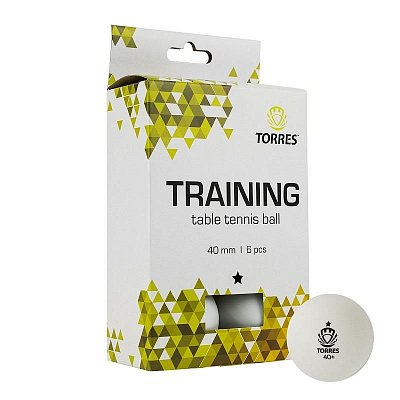Мяч для настольного тенниса TORRES Training 1x,6шт/уп, белый, TT21016