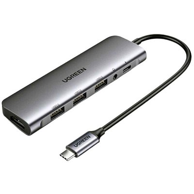 Разветвитель USB UGREEN 6 в 1, 3 x USB 3.0, HDMI, Jack 3.5 мм(80132)