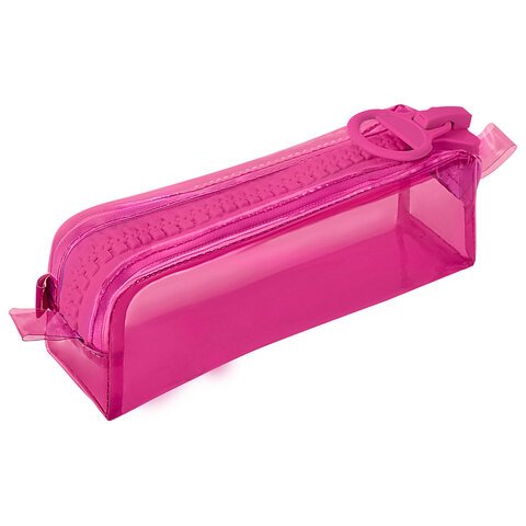 Пенал BRAUBERG с объемной «тракторной» молнией, 1 отделение, ПВХ, 22×8х6.5 см, «Ultra pink»