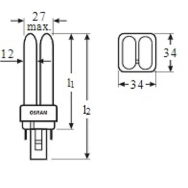 Лампа люминесцентная Osram CFL Dulux D 18W/840 18 Вт G24D-2 D 4000 К (4050300012056)