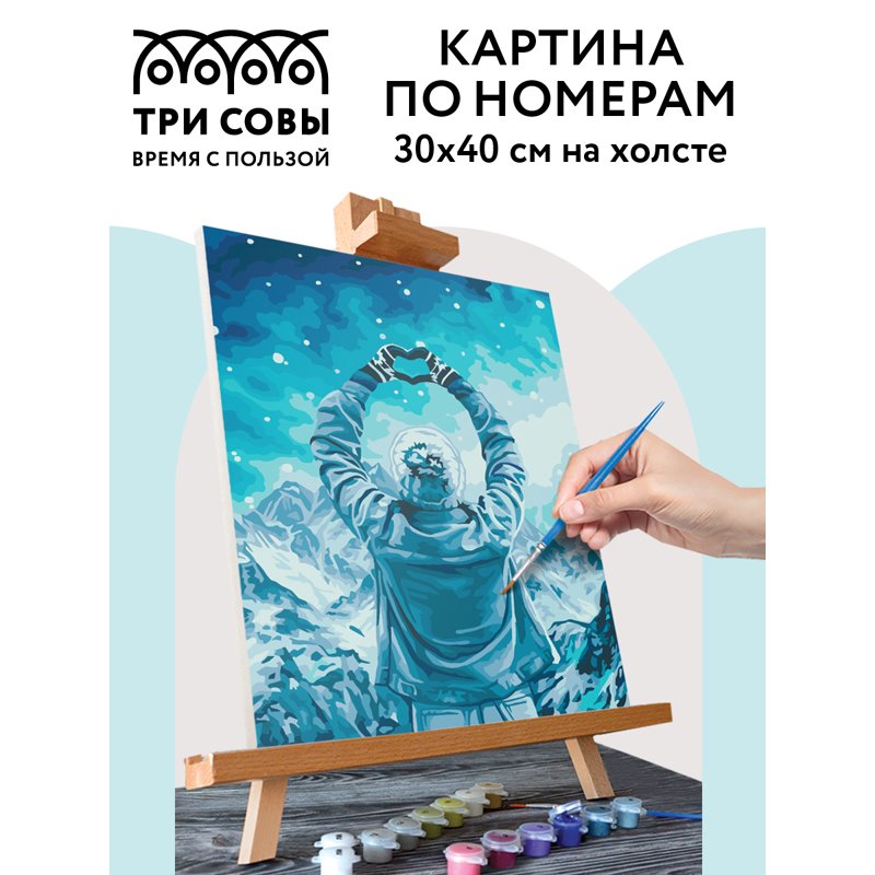 Картина по номерам на холсте ТРИ СОВЫ «Любовь и горы», 30×40, с акриловыми красками и кистями