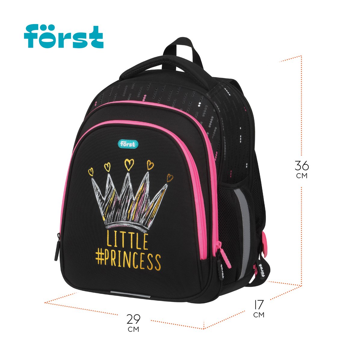 Ранец Först F-Base «Lovely» 36×29×17см, 3 отделения, 2 кармана, анатомическая спинка