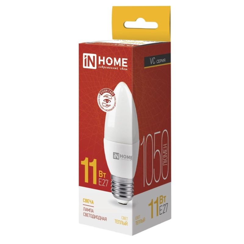 превью Лампа светодиодная LED-СВЕЧА-VC 11Вт 230В Е27 3000К 1050 Лм IN HOME