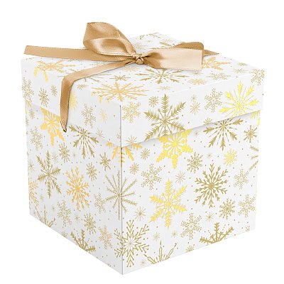 Коробка складная подарочная MESHU «Snowflake», (15×15×15см), с лентой, отд фольгой