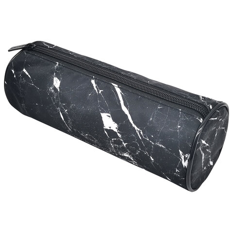Пенал-тубус BRAUBERG, с эффектом Soft Touch, мягкий, «Black marble», 22×8 см