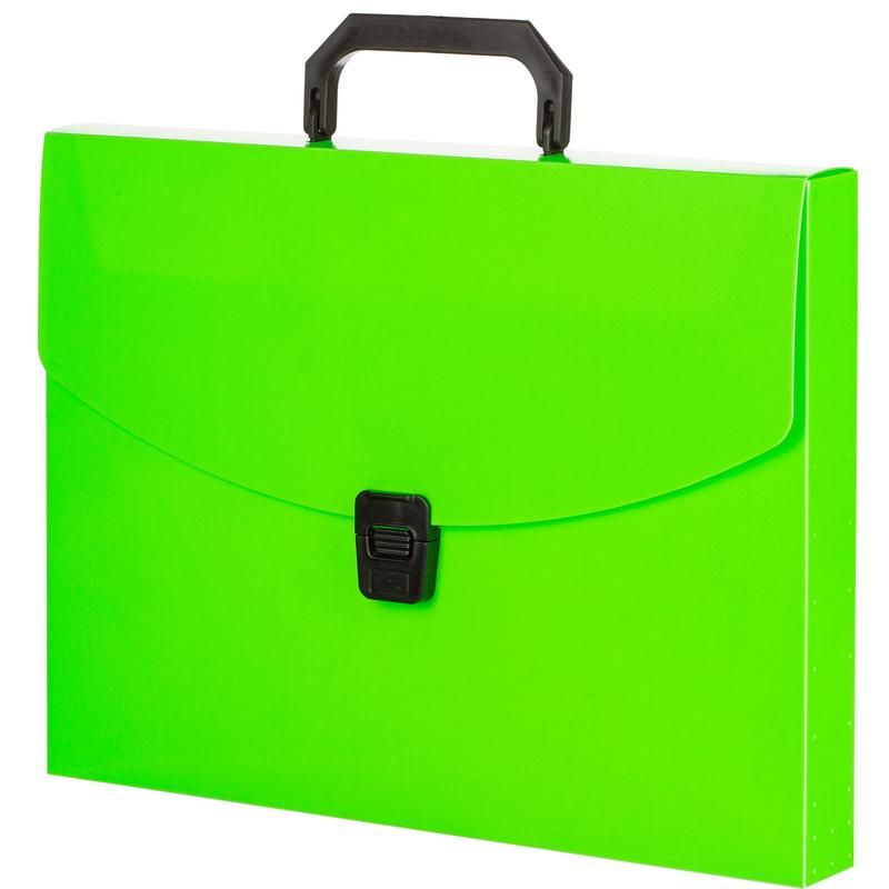 Папка-портфель пластиковая Attache Neon А4 зеленая (335×230 мм, 1 отделение)