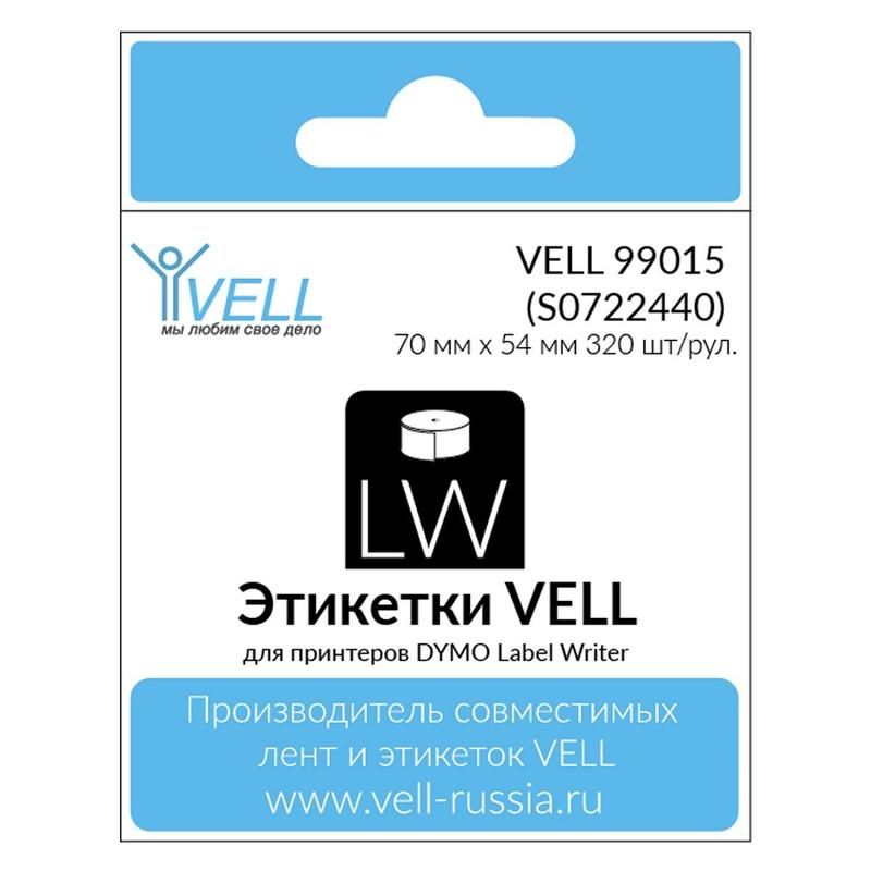 Картридж для принтера этикеток Vell VL-D-99015/S0722440 (54 мм x 70 мм, цвет ленты белый, шрифт черный)