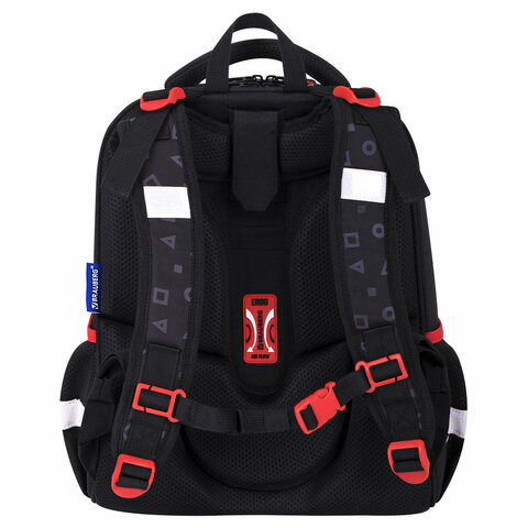 Ранец BRAUBERG LUMINOUS, 2 отделения, с брелоком, «Danger», СВЕТЯЩИЙСЯ РИСУНОК, 38×29х16 см