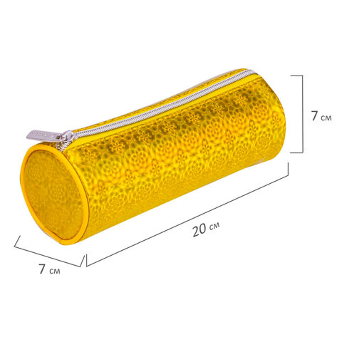 Пенал-тубус BRAUBERG, мягкий, «Glitter Gold», 20×7×7 см, 229016