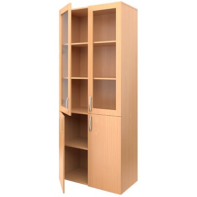 Шкаф для документов закрытый Мета Мебель, 800×420×1950мм, бук, со стеклом