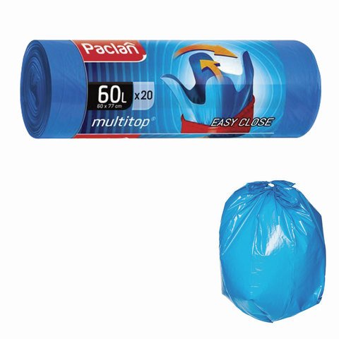 превью Мешки для мусора Paclan MULTI-TOP 60л 60×74см 20мкм син 20шт/рул