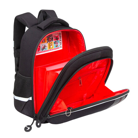 Ранец GRIZZLY анатомическая спинка, c бейджем, для мальчиков, «MOTO RACER», 36×28х20 см