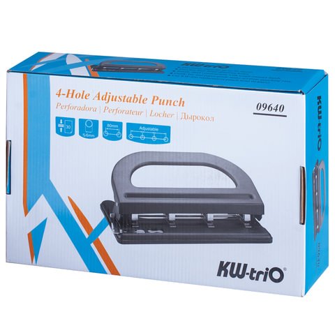 Дырокол KW-Trio 964 (на 30 листов, черный, на 2/3/4 отверстия)