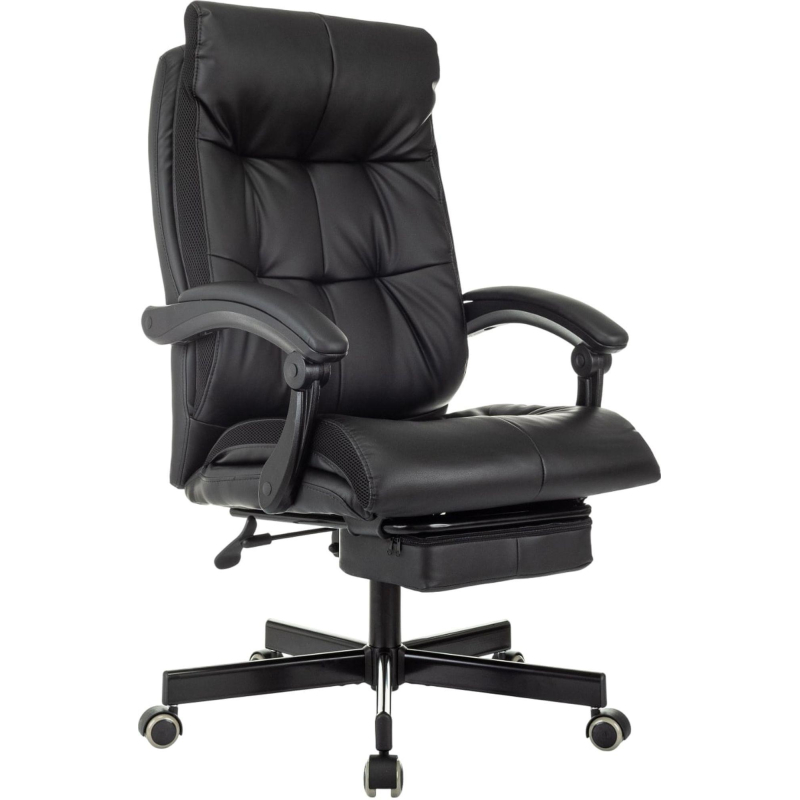 Кресло VB_EChair 624 PU PM черный эко. кожа подст. для ног