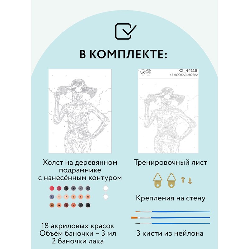 Картина по номерам на холсте ТРИ СОВЫ «Высокая мода», 30×40, с акриловыми красками и кистями