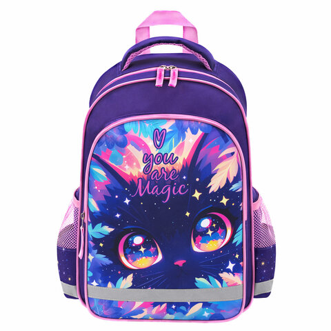 Рюкзак ПИФАГОР SCHOOL, 1 отделение, 3 кармана, «Magic kitty», 38×28×14 см