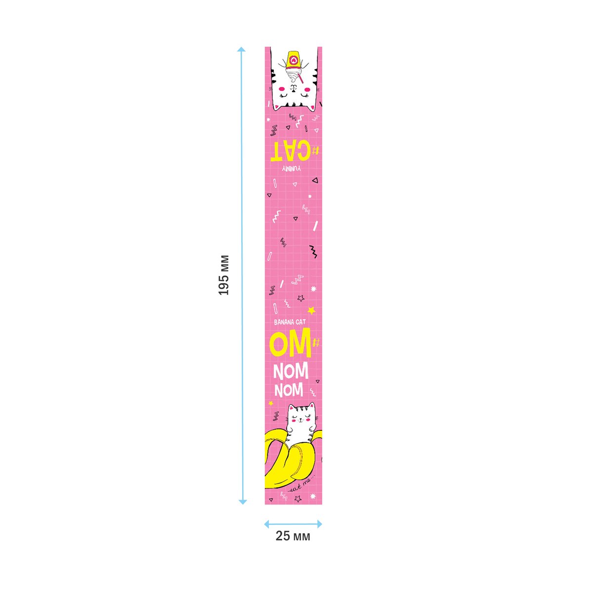 Закладка - магнит для книг, 25×195мм, ArtSpace «Candy cat», блестки