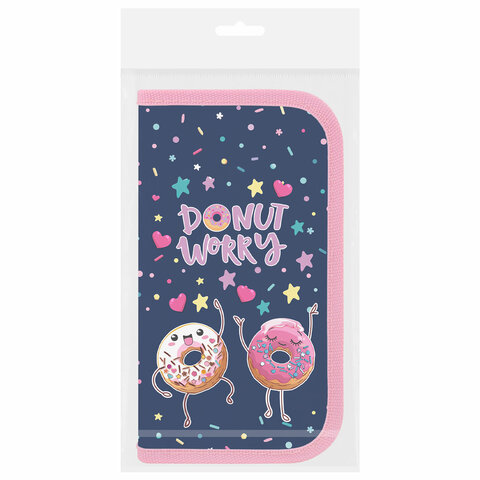 Пенал ПИФАГОР, 2 отделения, ламинированный картон, 19×11 см, «Comic donuts»