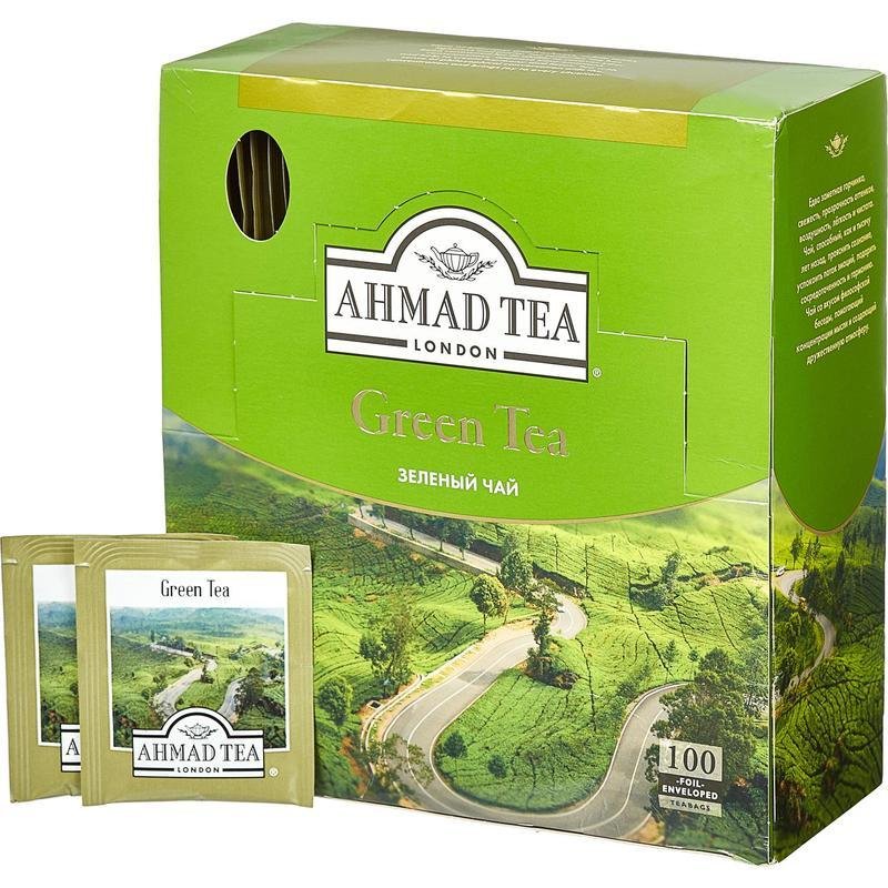 Чай зеленый Ahmad Tea Green (100 пакетиков в упаковке)
