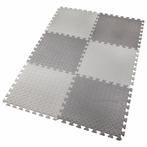 Коврик-пазл напольный 1.5×1 м, 6 шт., 50×50 см, толщина 1 см, серый, светло-серый, ЮНЛАНДИЯ