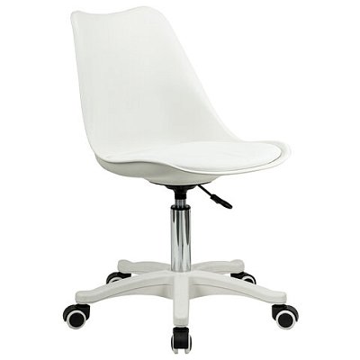 Кресло стул BRABIX «Eames MG-310 PL», пластик белый, экокожа белая