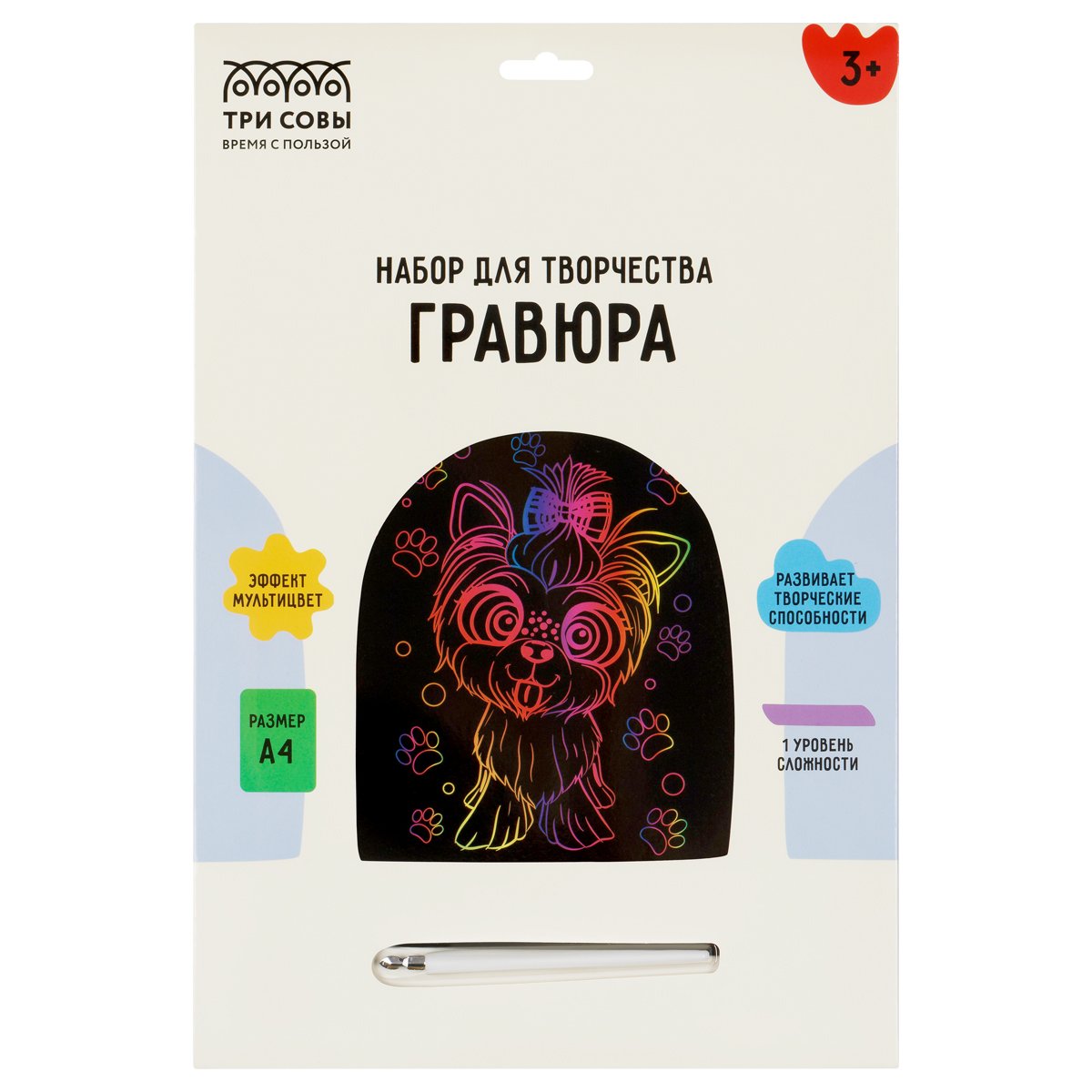 Гравюра с мультицветной основой ТРИ СОВЫ «Веселый Йорк», А4