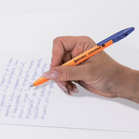 Ручка шариковая BRAUBERG «ULTRA ORANGE», СИНЯЯ, узел 0.7 мм, чернила ГЕРМАНИЯ, наконечник ШВЕЙЦАРИЯ