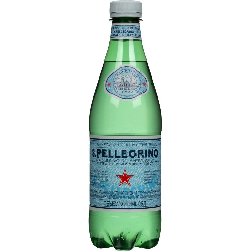 Вода минеральная газированная San Pellegrino (0,5л, ПЭТ, 6 шт/уп)