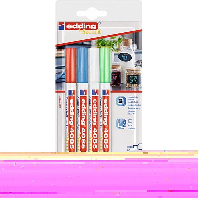 Набор меловых маркеров Edding 4085 Basic 1-2 мм (4 штуки в упаковке)