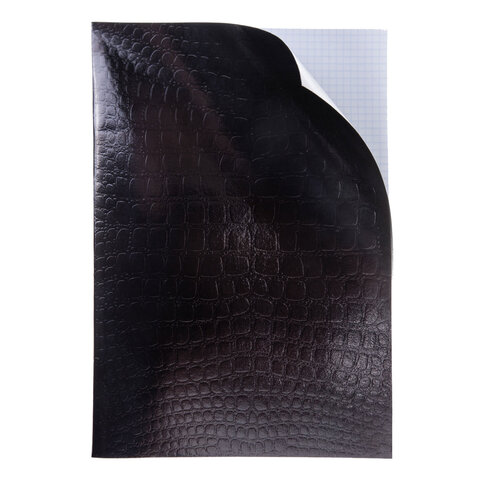 Тетрадь бумвинил А4 96 л., скоба, офсет №1, клетка, ЧЕРНАЯ, «Metallic», тиснение CROCO, HATBER, 072787