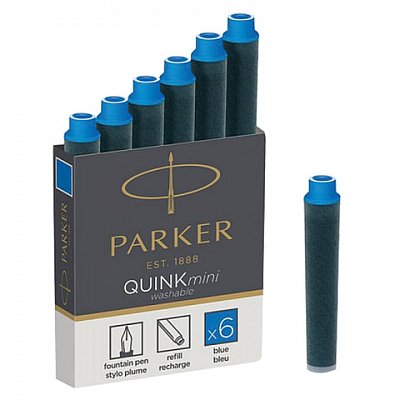 Чернила в патронах Parker синие (мини, 6 штук в упаковке)