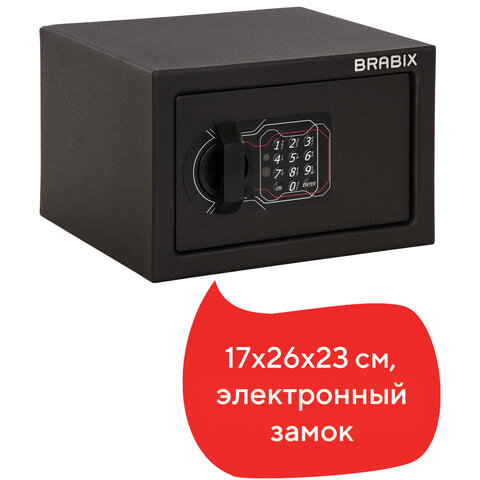 Сейф мебельный BRABIX «SF-170EL», 170×260×230 мм, электронный замок, черный, 291143