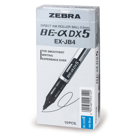 Ручка-роллер ZEBRA «Zeb-Roller DX5», корпус серебристый, толщина письма 0.5 мм, синяя