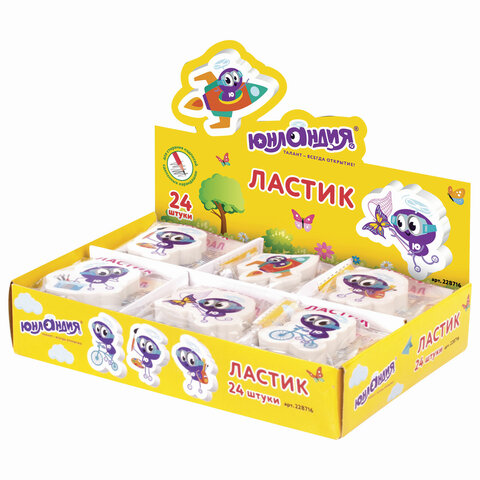 Ластик ЮНЛАНДИЯ «Юнландик», 45×30×8 мм, фигурный, термопластичная резина, 228716