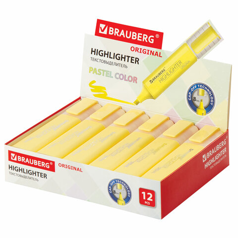 Текстовыделитель BRAUBERG «ORIGINAL PASTEL», ВАНИЛЬ, линия 1-5 мм