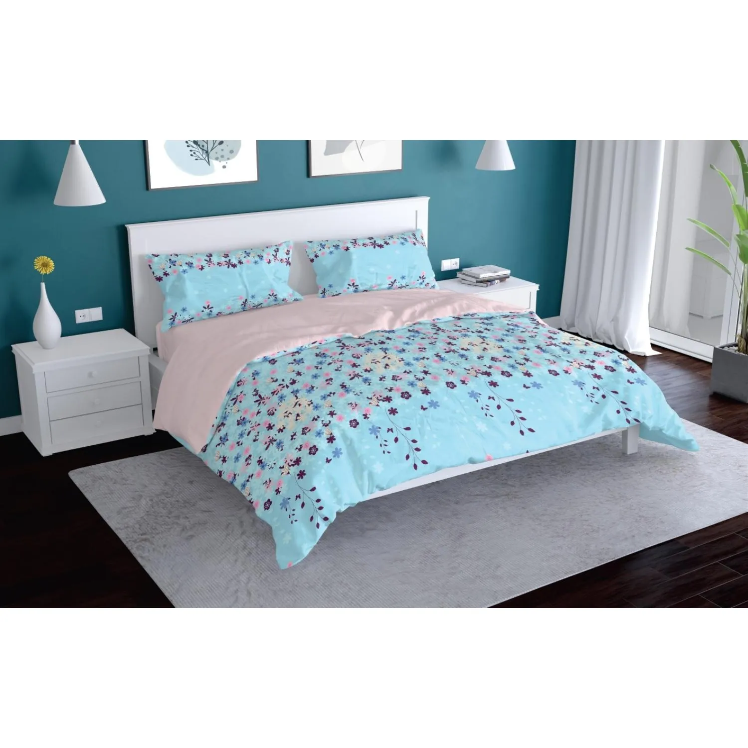 превью Постельное белье 1.5сп, Sendai набивн. поплин 105г/м2(нав.70×70-2шт),40034-1