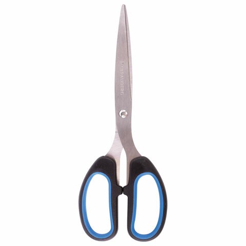 превью Ножницы BRAUBERG «Classic+», 205 мм, классической формы, резиновые вставки, черно-синие