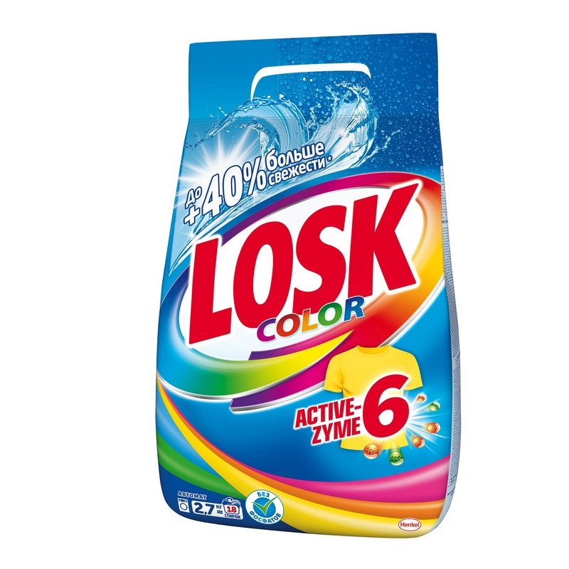 Порошок стиральный автомат Losk Color Activ-Zyme 6 для цветного белья 2.7 кг