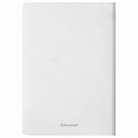 Тетрадь 48 л. в клетку обложка кожзам SoftTouch, сшивка, A5 (147×210мм), БЕЛЫЙ, BRAUBERG RAINBOW
