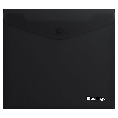 Папка-конверт на кнопке Berlingo «Soft Touch», А5+, 200мкм, софт-тач, черная