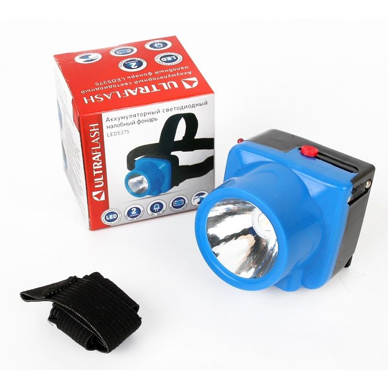 Фонарь налобный Ultraflash LED5375 аккумуляторный (входит в комплект) 14252