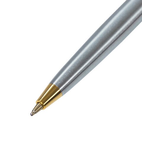 Ручка подарочная шариковая BRAUBERG Maestro, СИНЯЯ, корпус серебристый с золотистым, линия письма 0.5 мм