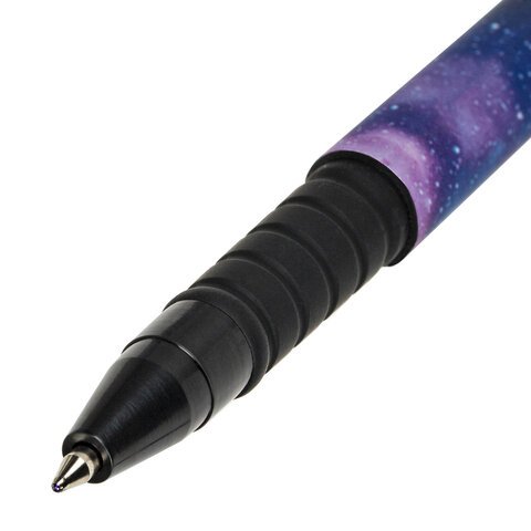 Ручка шариковая BRAUBERG SOFT TOUCH GRIP «SPACE», СИНЯЯ, мягкое покрытие, узел 0.7 мм