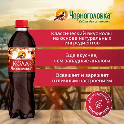 Напиток газированный КОЛА ЧЕРНОГОЛОВКА, 0.5 л, пластиковая бутылка