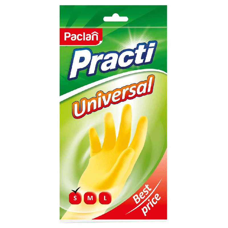 Перчатки резиновые р-р S с хлопковым напылением PACLAN